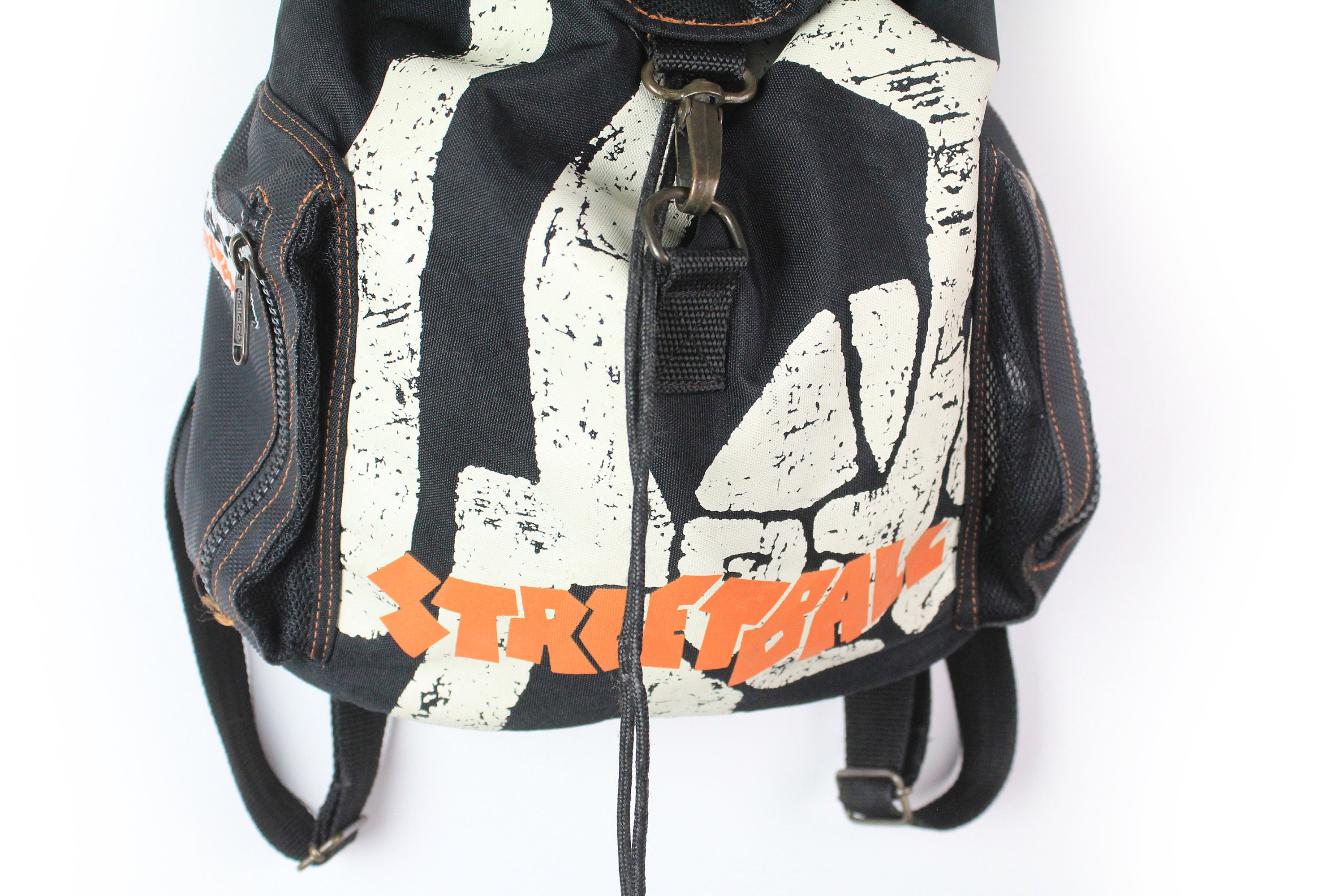 Vintage ADIDAS Streetball Backpack Black White Big Logo Classic