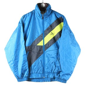 vintage PUMA track jacket Size men&#39;s S oversize authentic blue rare retro rave full zip 90&#39;s windbreaker training streetwear clothing