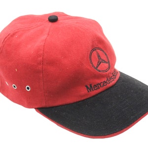 vintage MERCEDES BENZ Cap big logo authentic race team retro Hat 90&#39;s 00&#39;s F1 Formula 1 Germany brand style auto sport red