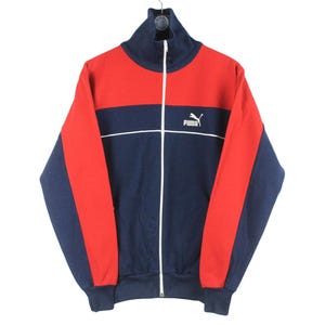 Vintage PUMA Trainingsjacke Größe Herren M/L authentisch blau rot selten Retro 90er Jahre Kleidung Streetwear sportlich Windjacke klassisch Deutschland Sport Stil