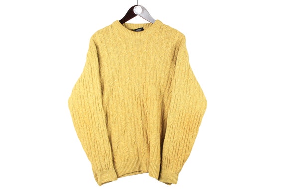 vintage HUGO BOSS Sweater Size L men's yellow 90'… - image 1