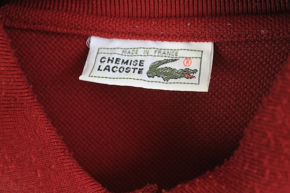 Vintage LACOSTE Camiseta polo de manga larga Camiseta de rugby roja Talla M Jersey retro con cuello de algodon de los anos 90 para hombre Hecho en estilo frances Marca streetwear