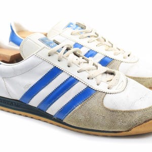 adidas gazelle silver green womens NEW* Vintage 1980s Adidas Rom with blue stripes UK 9 / EUR 43 1/3 –  Secondsoles main image 0