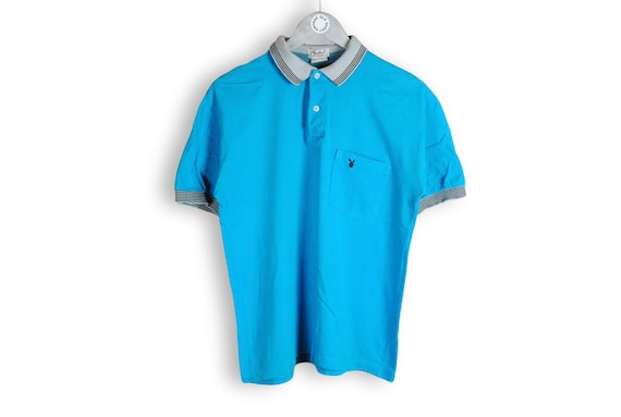 vintage PLAYBOY Polo T-Shirt blue Size S men's sm… - image 1