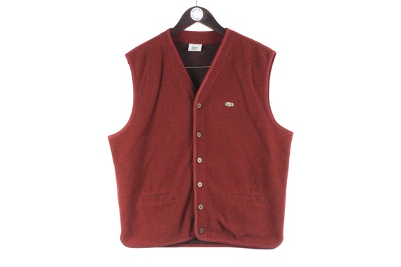 Vintage LACOSTE Vest Size L Classic Authentic Jumper Red Retro Men s 90s V neck Sleeveless Sport Tennis Less Sleeve Classic Basic Sweater Etsy Israel