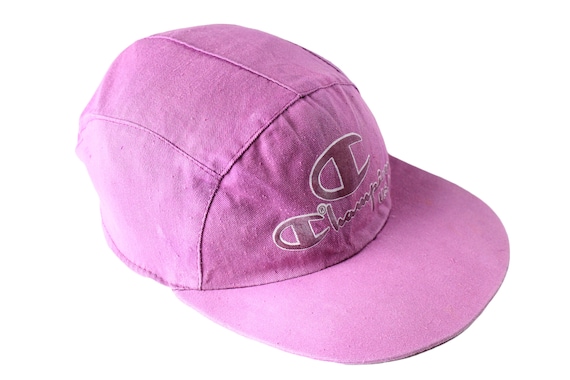 Buy Vintage CHAMPION USA Big Logo 5 Panel Cap Athletic Hat Collection Retro One Size Authentic 90s Summer Purple Pink Sport Cotton Sport Wear Online in India Etsy