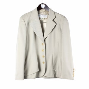 vintage ESCADA by Margaretha Ley Blazer Jacket gray long sleeve retro style Size women&#39;s 38 luxury button up 90s 80s made in West Germany