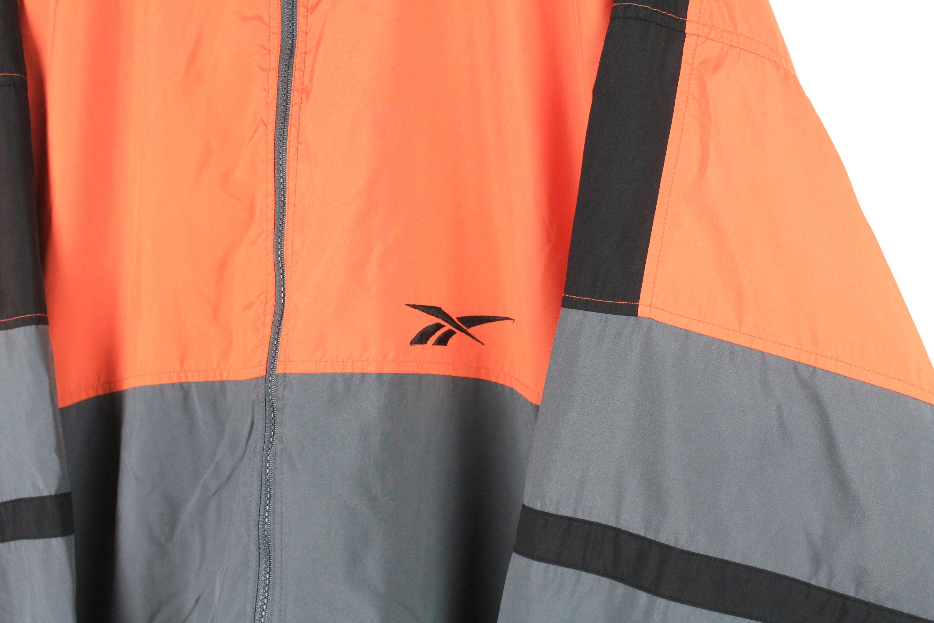 Hi3915 Reebok Vintage REEBOK Track Jacket Size XXL Gray Orange Authentic Retro ...