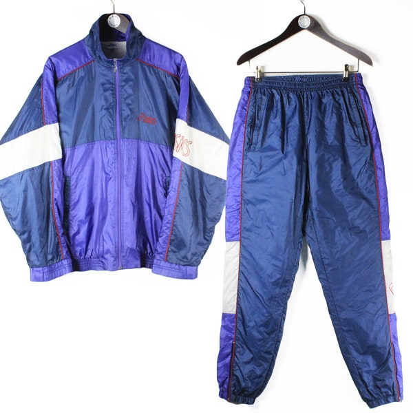 vintage ASICS tracksuit Size M/L men's oversize retro sport jacket track pants 90s track jacket pants athletic purple blue windbreaker