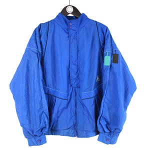 Vintage LE COQ SPORTIF Trainingsjacke authentische Full-Zip-Strickjacke Größe M Herren 90er Jahre Pullover Retro Sport blaue leichte Bekleidung französische Marke