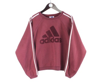 vintage ADIDAS sweatshirt authentic retro sweat big logo Size women's M red rave sport 90's athletic crewneck cotton jumper