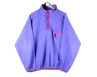 vintage JACK WOLFSKIN Fleece Sweater 1/4 zip pullover outdoor winter warm purple color retro rave 90s activewear jumper Size XL outdoor