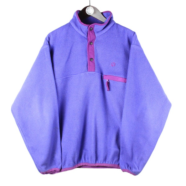 vintage JACK WOLFSKIN Fleece Sweater 1/4 zip pullover outdoor winter warm purple color retro rave 90s activewear jumper Size XL outdoor