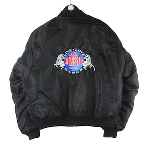 Vintage Kinetic Live Love Dance 1992 1995 Bomber Jacket Size L XL rare retro big logo rare 90s rave style flyers man intermediate ma 1