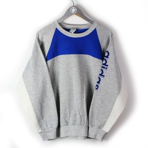 vintage ADIDAS ORIGINALS sweatshirt Sleeve Logo oversize men&#39;s long sleeve athletic 90s retro streetwear authentic Size M gray Germany style