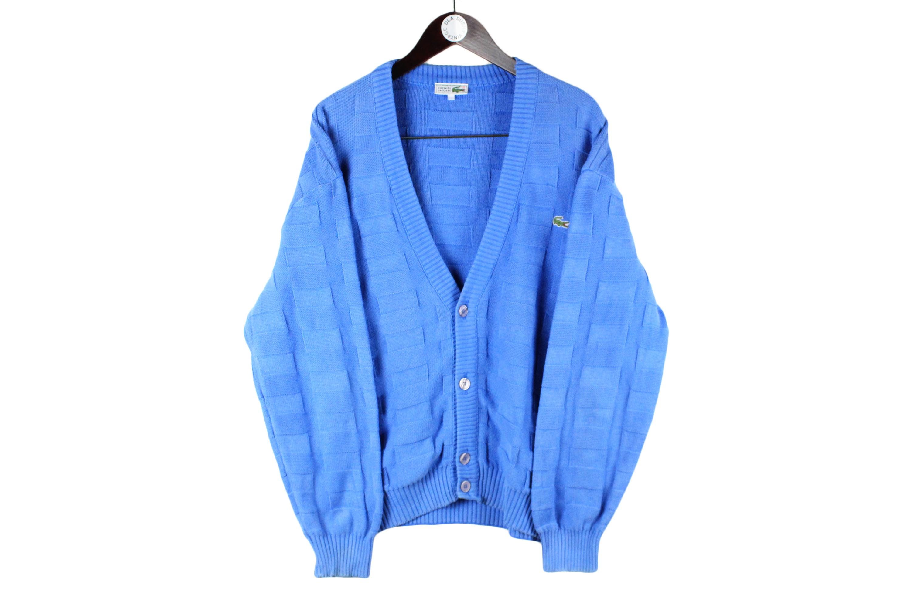 80s-90s usa製 LACOSTE blue knit cardigan CHEMISE LACOSTE 90s Knit