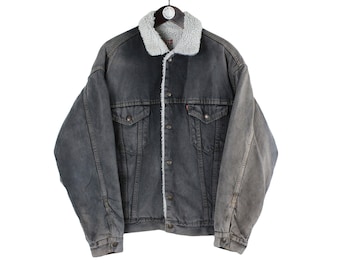 Vintage Levi's Type 3 Sherpa Black Denim Trucker Jacket Men's Size