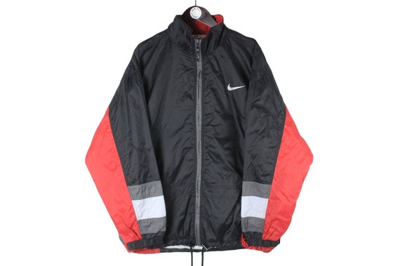 vintage NIKE jacket Size L authentic black red bi… - image 2