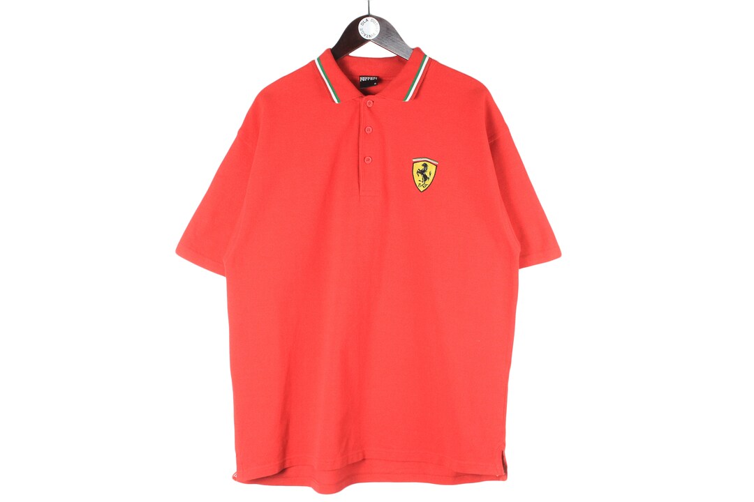 Vintage FERRARI Polo T-shirt Red Size Men's XL Small Logo