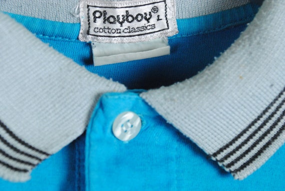 vintage PLAYBOY Polo T-Shirt blue Size S men's sm… - image 5