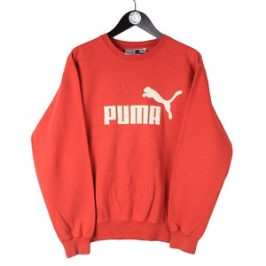 vintage PUMA sweatshirt authentic red pullover Size M men&#39;s athletic sport outfit retro wear big logo 90s streetwear cotton jumper crewneck