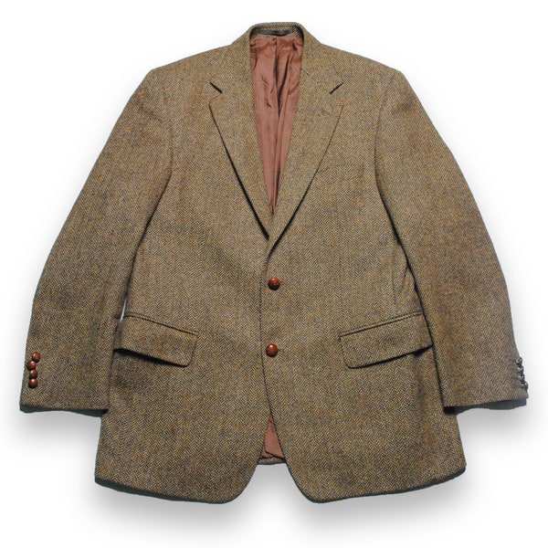 Vintage YORKSHIRE TWEED by Moon authentique blazer veste pure laine vierge style rétro taille 50 marron des années 90 80 s tenue de luxe boutonnée pour hommes