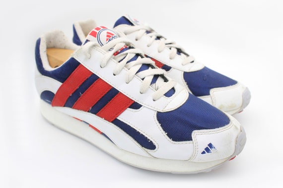 Zapatillas ADIDAS vintage Zapatillas deportivas retro autenticas de los anos 90 Ropa deportiva para correr Ropa de calle blanca y azul 3 rayas Talla de mujer EE. UU. 8 Etsy Espana