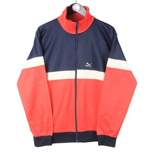 Vintage PUMA Trainingsjacke Größe Männer M authentisch blau rot selten Retro 90er Jahre Kleidung Streetwear sportlich Windjacke klassisch Deutschland Sport-Stil