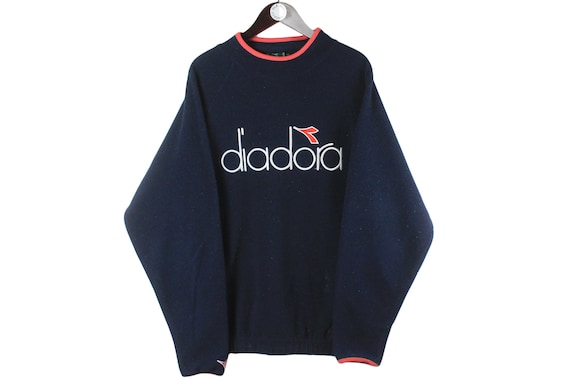 Sudadera vintage DIADORA de forro polar de gran tamaño para hombre