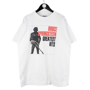 vintage BRUCE SPRINGSTEEN T-Shirt authentic crew neck 90&#39;s music short sleeve big logo Size Xl retro white tee made in USA Greatest Hits
