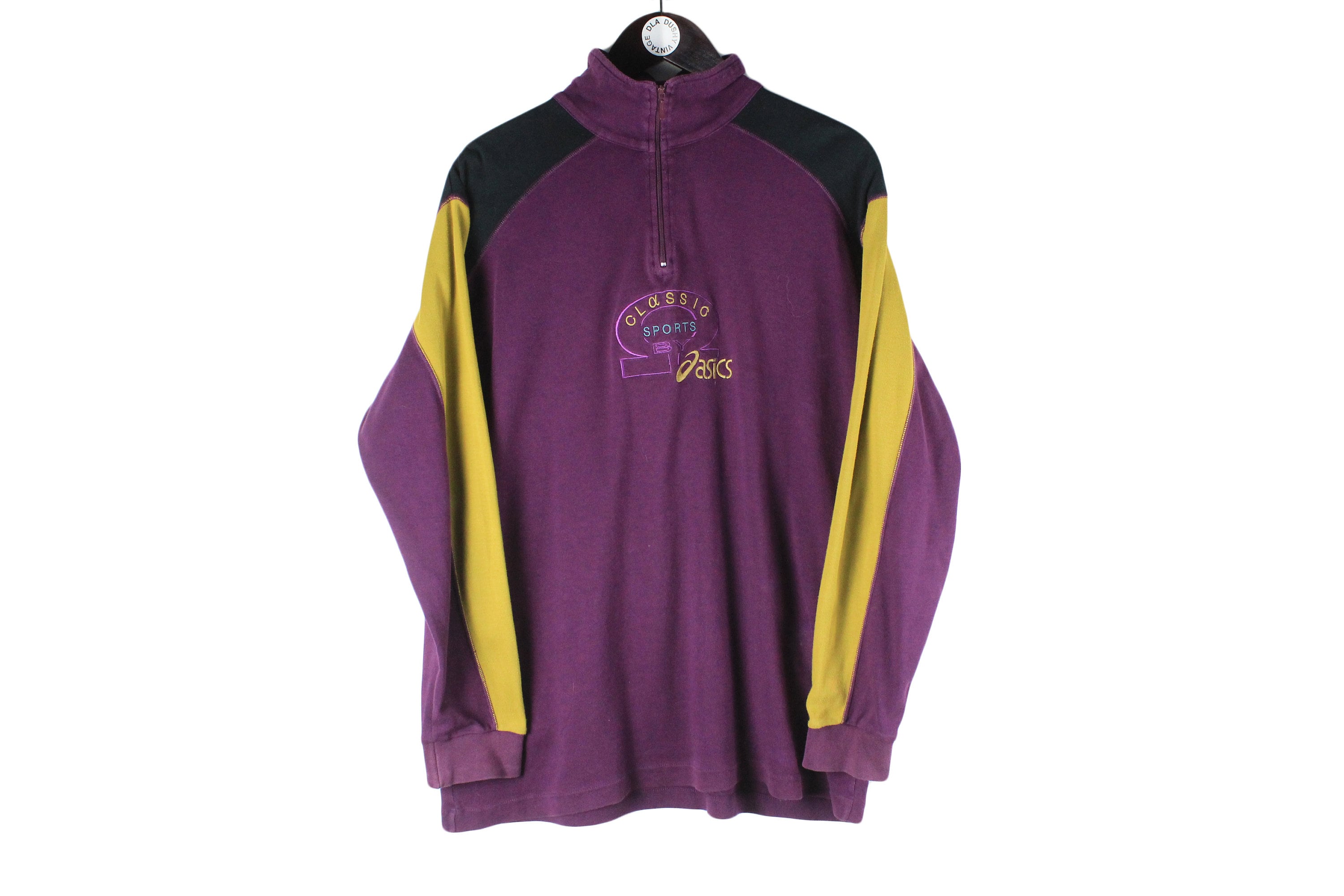 Vintage ASICS Sweatshirt 1/4 Zip Size S Authentic Rare Retro
