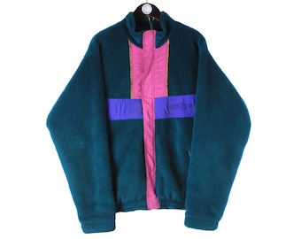vintage HELLY HANSEN Fleece Sweater oversize men&#39;s Size XL authentic mountains ski rare retro green winter 90s full zip outdoor streetwear