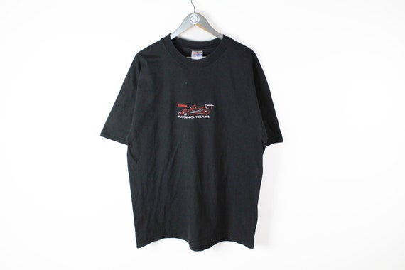 Hanes Authentic 90s XL Tシャツ スカルデザイン Vintage HONDA Racing Team T-shirt Hanes Size XL Black Classic