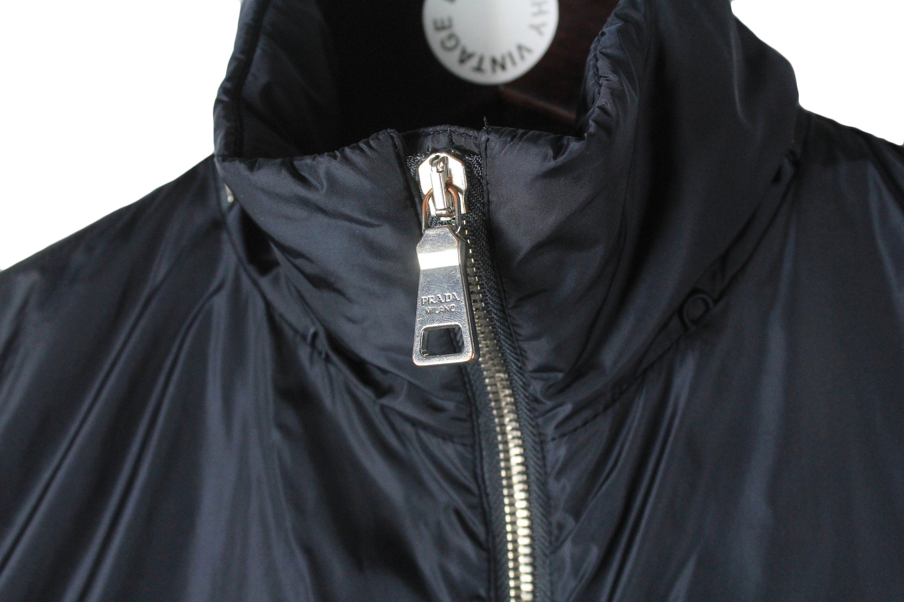 ヴィンテージ PRADA ジャケット 本物 レディース サイズ44 ネイビー