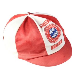 vintage BAYERN MUNCHEN Zipfel Zipfelmütze Logo rot weiß one size retro Fußball 90er 80er Sommer Schirmmütze selten