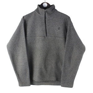 vintage JACK WOLFSKIN Fleece Sweater 1/4 zip pullover outdoor winter warm gray color retro rave 90s activewear jumper Size Women&#39;s L outdoor