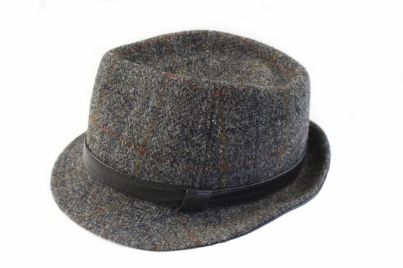 vintage HARRIS TWEED Fedora Hat Wool Bucket Style… - image 3