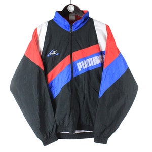 vintage PUMA men&#39;s track jacket Size M authentic black rare retro rave 90&#39;s unisex windbreaker sport style jacket streetwear clothing