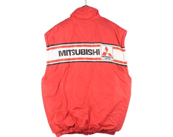 vintage MITSUBISHI Vest Jacket authentic Rallyart racing Size men's XL rare retro red 90s big logo racer Motor sport athletic streetwear zip