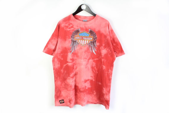 vintage HARLEY-DAVIDSON 3D Emblem Tie Dye T-Shirt… - image 1