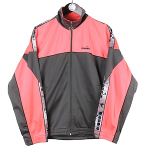 vintage DIADORA trainingsjack maat dames L authentiek sport windjack jaren 90 zeldzaam retro Italiaans merk lichte slijtage rave atletisch sportvest