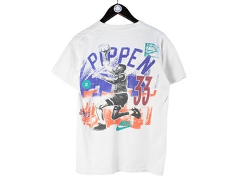 vintage NIKE Scottie Pippen T-Shirt weiss Basketball Chicago Bulls Sportswear athletisch tee retro 90er Grösse M Sport Hip Hop Style made in USA