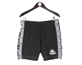 Vintage KAPPA Track Shorts Size S Black Authentic 90s Sport Full Strip Big Logo Track Shorts Polyester Retro Athletic Rave Football Style Etsy