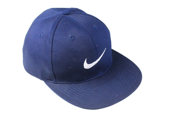 Vintage NIKE Hat Swoosh Big Logo Baseball One Size Navy -