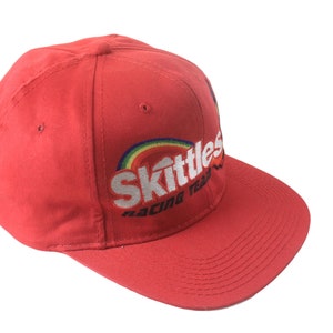 vintage SKITTLES Racing NASCAR Cap One Size Big logo authentic race team retro 90s Hat sponsor bright USA style car moto fun candy rainbow