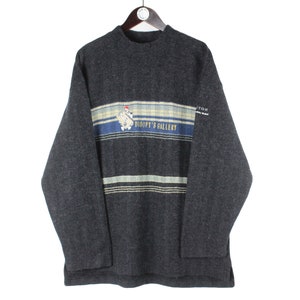 Suéter vintage DROOPY gris, jersey Studio Aventures, auténtico, talla XL, jersey de punto retro de los años 90, estilo invernal, jersey gris de dibujos animados.