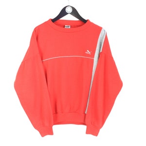 vintage PUMA sweatshirt authentic red Activity Wear outfit Size M men&#39;s athletic sport retro wear small logo 90&#39;s streetwear jumper crewneck