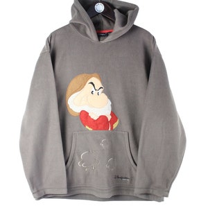 vintage DISNEY GRUMPY Fleece Hoodie Size M retro collection hooded sweater cartoon Walt World 90's jumper big logo 7 Dwarfs Snow White