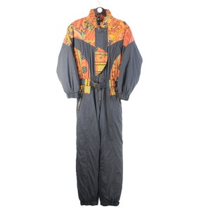 vintage Ski Suit Size women&#39;s 38 authentic Jacket Coveralls Jumpsuit sportswear black orange retro 90&#39;s retro winter warm wear