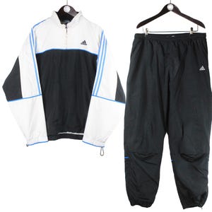 vintage ADIDAS tracksuit Size XL retro sport clothing 90&#39;s Germany athletic suit authentic black white small logo track Jacket Pants